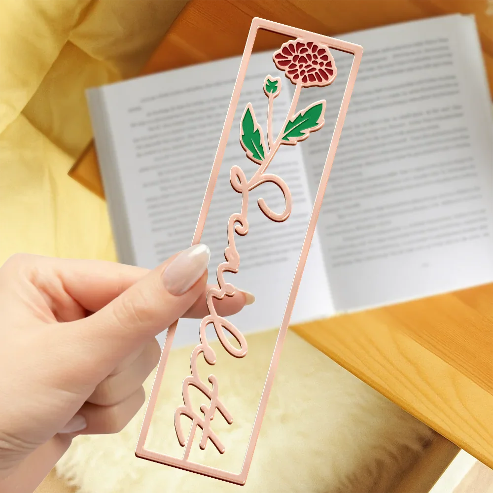 Birth Month Flower Bookish Keepsake - Personalized Metal Bookmark