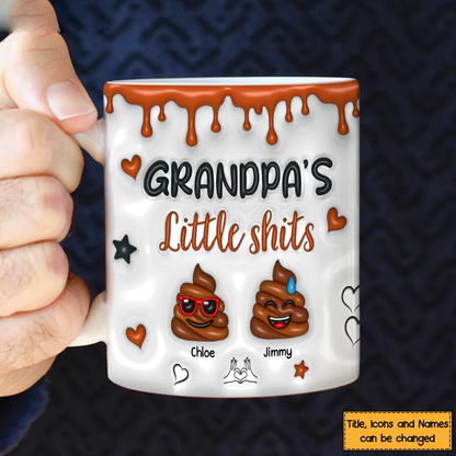 Personalized Gift for Grandpa Little Shit 3D Inflated Effect Mug