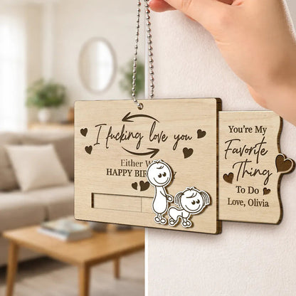 You're My Favorite Thing To Do Doggy Couple - Personalized Hanging Wooden Slide Card