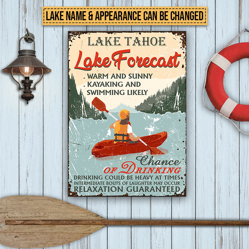 Kayaking Lake Forecast Custom Classic Metal Signs
