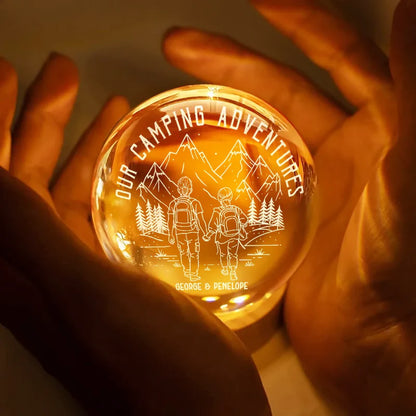 Adventure Partners For Life - Personalized Crystal Globe Lamp
