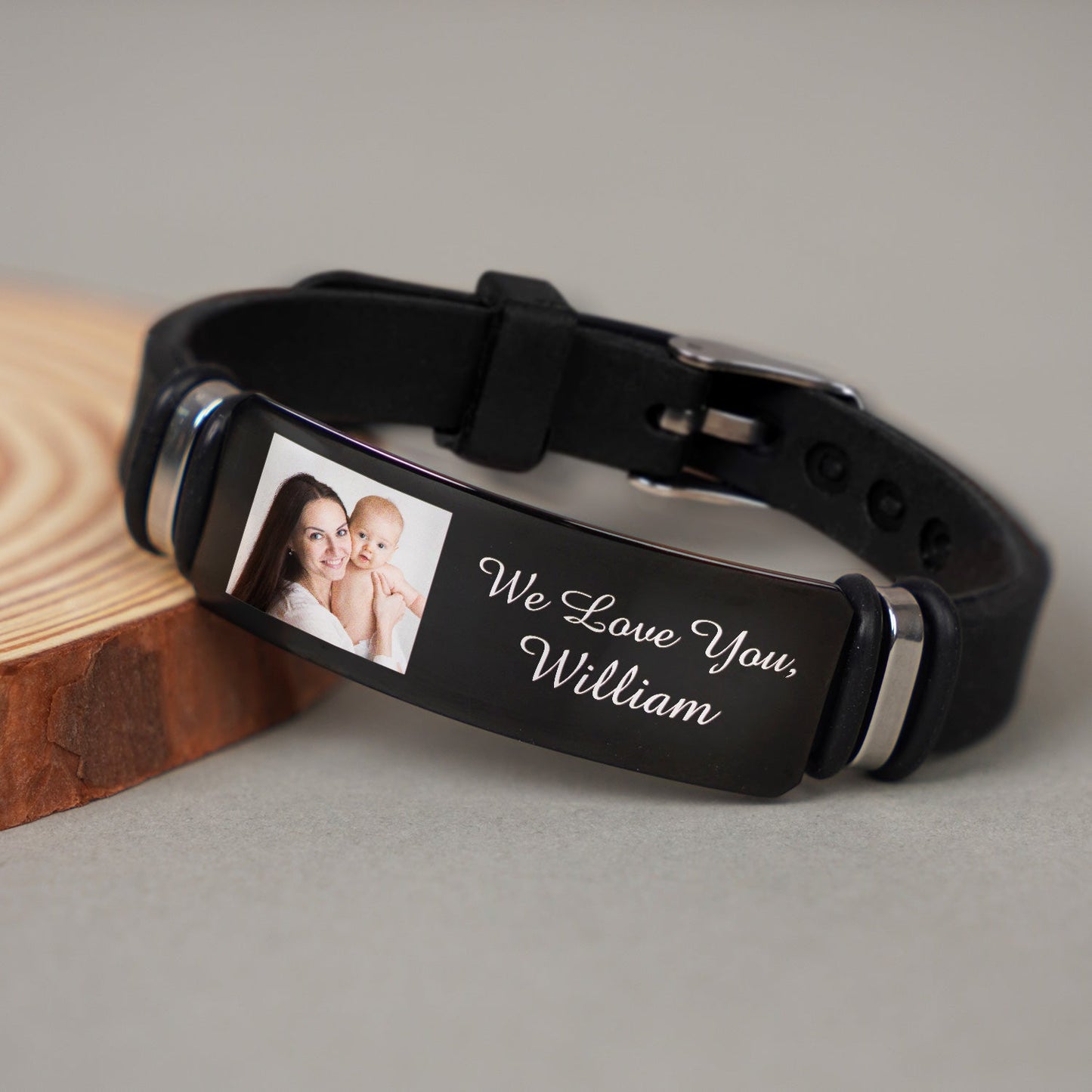 Custom Photo We Love You - Birthday, Loving Gift For Husband, Dad, New Parent - Personalized Engraved Bracelet