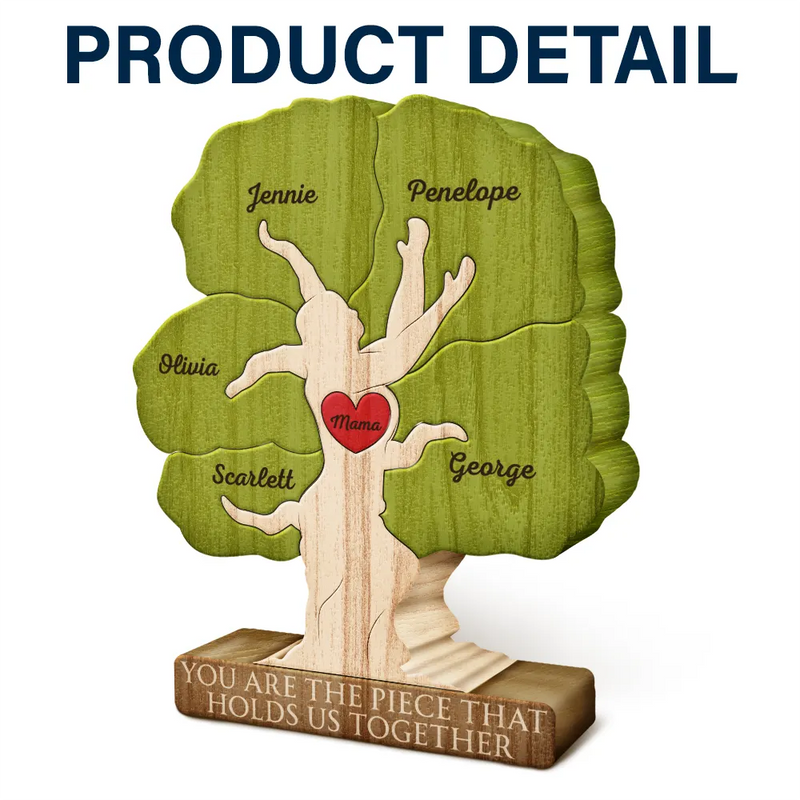 Our Roots Begin With Mom - Personalized Custom Shaped Wooden Puzzle