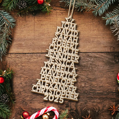 Christmas Tree Family Bestie Coworker Custom Name Up To 17 Names - Personalized Custom Shaped Wooden Ornament