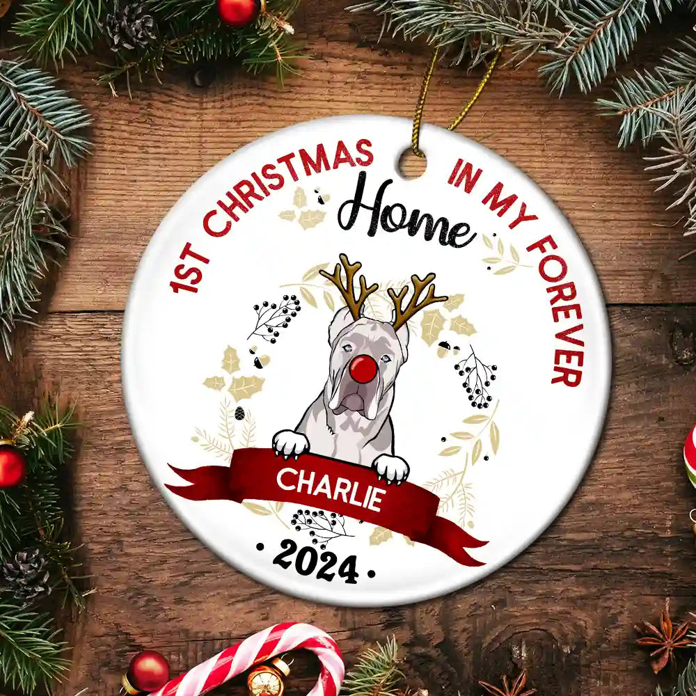 My First Christmas - Gift For Dog Owners - Personalized Custom Circle Acrylic Ornament