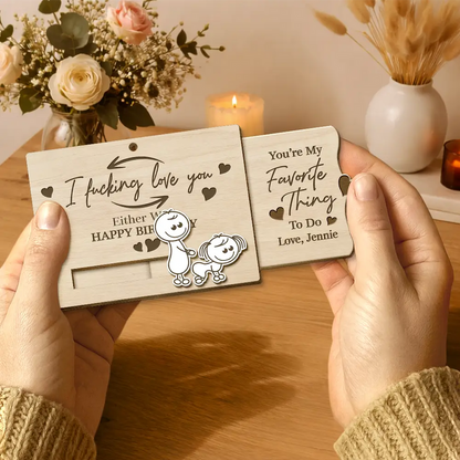 You're My Favorite Thing To Do Doggy Couple - Personalized Hanging Wooden Slide Card