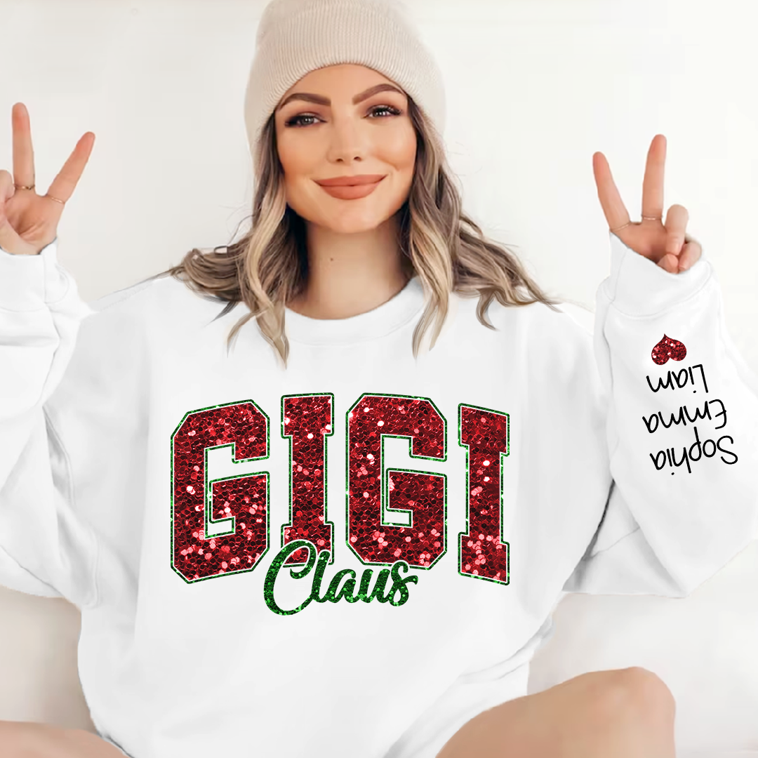 Custom Gigi Claus Christmas And Kids Sweatshirt