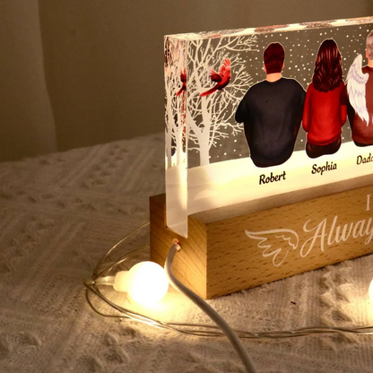 Always With You Snow Memorial Remembrance Sympathy Gift Personalized Acrylic Block LED Night Light