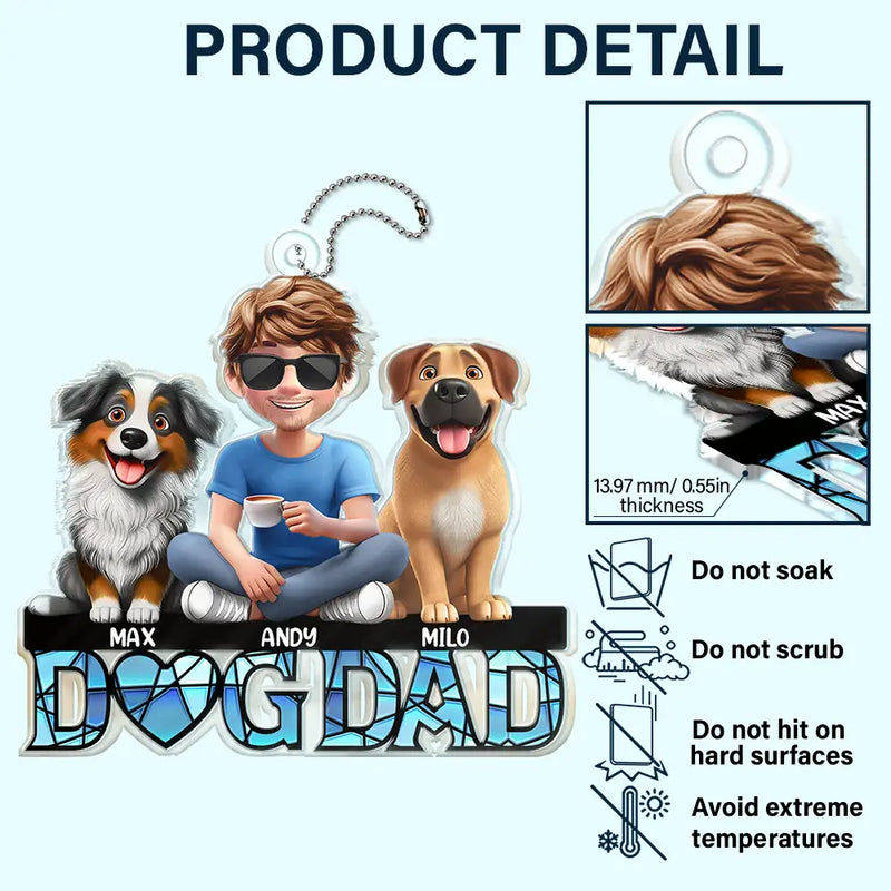 Dog Mom Dog Dad 3D Effect - Personalized Acrylic Car Hanger