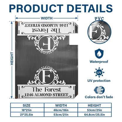 Welcome Family Name Monogram - Personalized Mailbox Cover