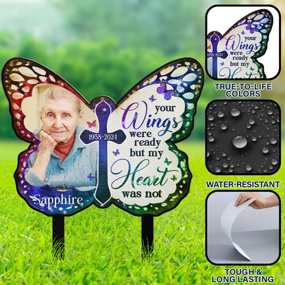 Custom Photo I Am Always With You Butterfly - Personalized Metal Garden Stake