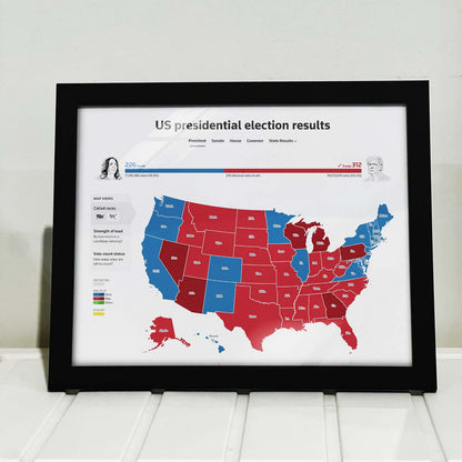 US Presidential Election Results, Trump Won 2024 Picture Frame T1751 - GOP