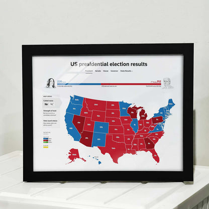 US Presidential Election Results, Trump Won 2024 Picture Frame T1751 - GOP