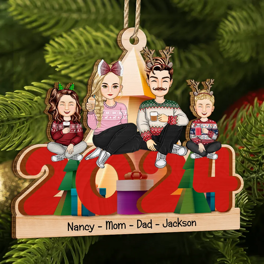 Christmas 2024 All Family - Personalized Wooden Cutout Ornament