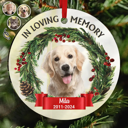 Custom Photo Dog Cat Pet Human In Loving Memory - Personalized Custom Shaped Acrylic Ornament