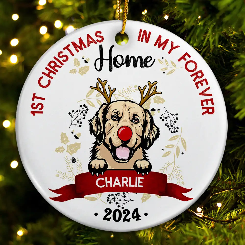 My First Christmas - Gift For Dog Owners - Personalized Custom Circle Acrylic Ornament