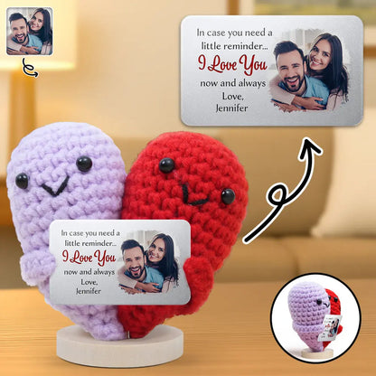Custom Photo In Case You Need A Little Reminder - Personalized Doll Crochet With Custom Card