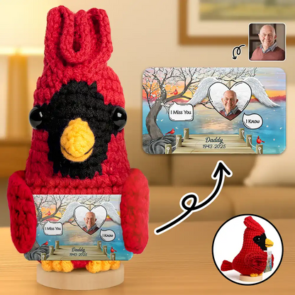 Custom Photo I Miss You - Personalized Doll Crochet With Custom Card