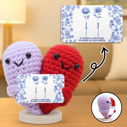 Toile De Jouy Birth Flower Grow An Old Friend - Personalized Doll Crochet With Custom Card
