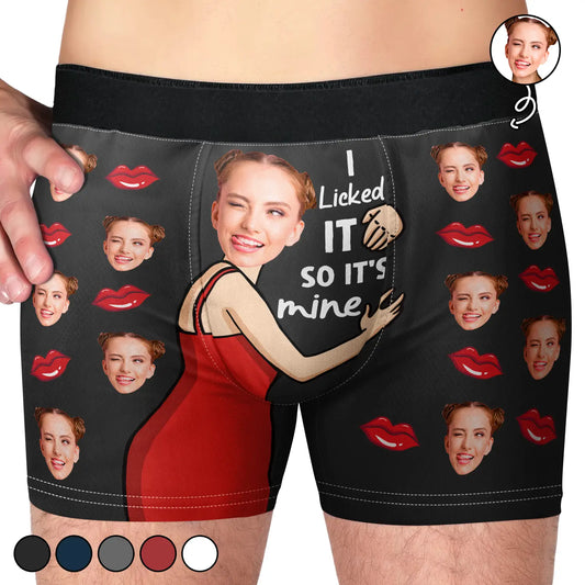 Custom Photo Funny I Licked It - Personalized Men's Boxer Briefs