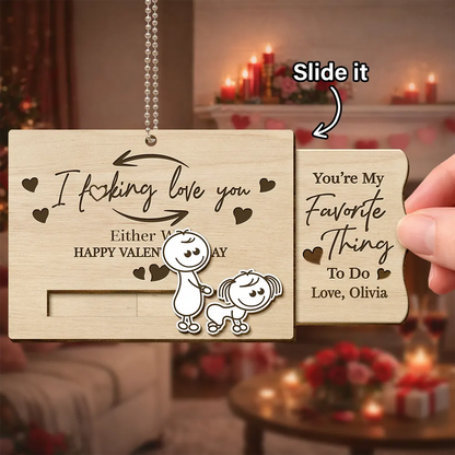 You're My Favorite Thing To Do Doggy Couple - Personalized Hanging Wooden Slide Card