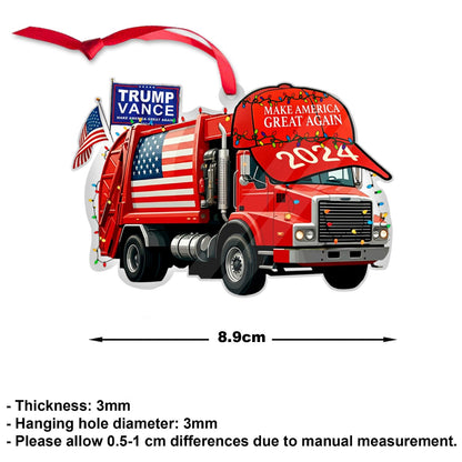 Trump Vance MAGA 2024 Garbage Truck Ornament, Trump Garbage Truck Acrylic Ornament | Perfect for Car & Christmas Tree Decor T1758 - GOP