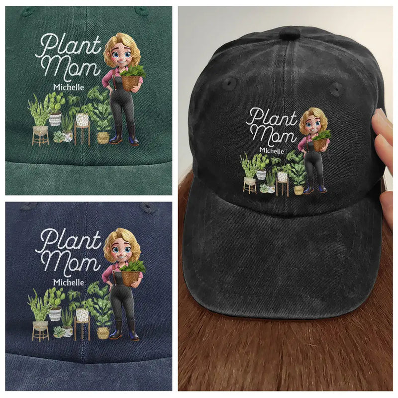 Plant Lady - Personalized Vintage Washed Denim Cap