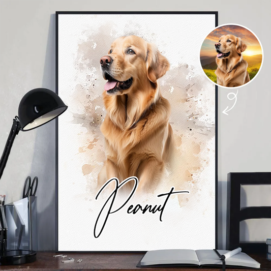 Personalized Watercolor Pet Poster From Photo, Gift For Pet Owners, New Pet Gift, Pet Memorial Gift