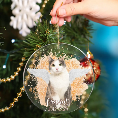 Custom Photo Memorial Dog Cat - Pet Memorial Gift, Christmas Gift - Personalized Circle Acrylic Ornament