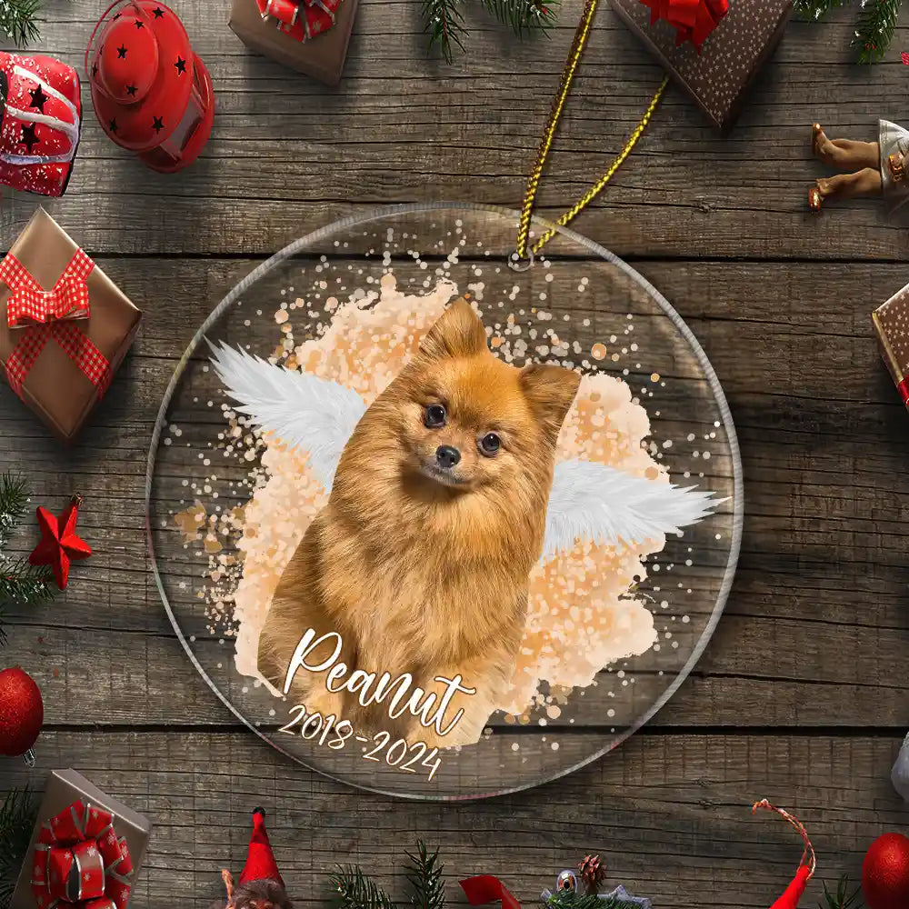 Custom Photo Memorial Dog Cat - Pet Memorial Gift, Christmas Gift - Personalized Circle Acrylic Ornament