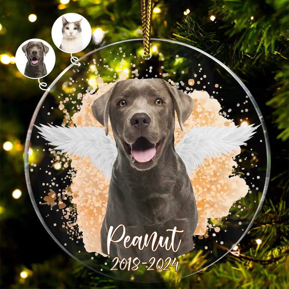 Custom Photo Memorial Dog Cat - Pet Memorial Gift, Christmas Gift - Personalized Circle Acrylic Ornament