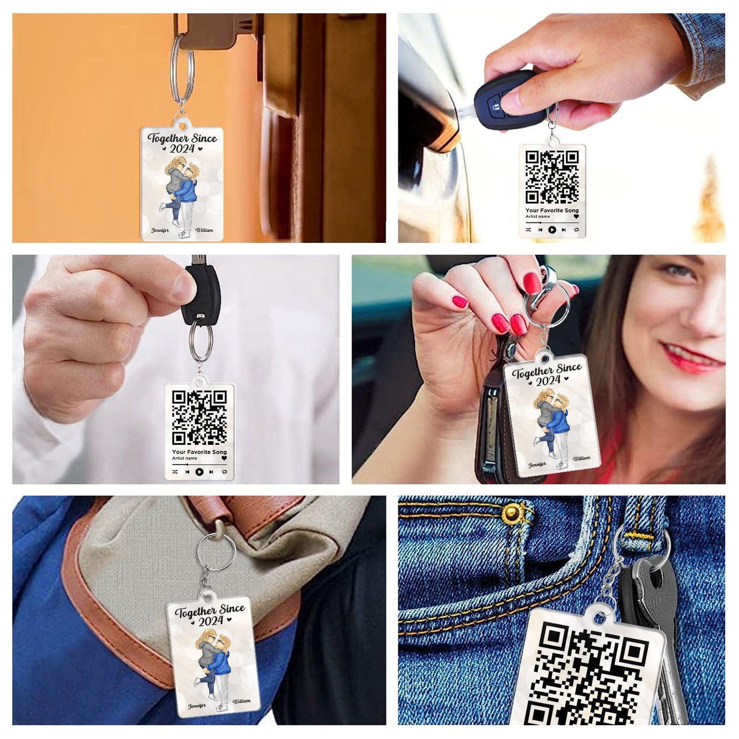 Cartoon Couple QR Code You're The Only One - Personalized Acrylic Keychain