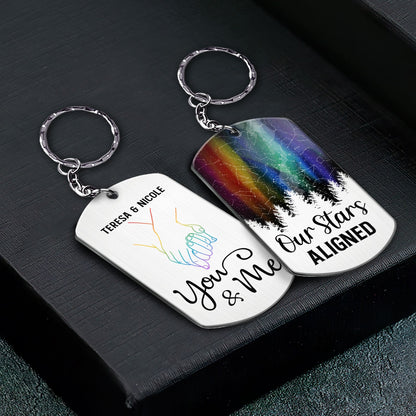 Star Map Our Stars Aligned Pride Couple - Personalized Aluminum Keychain