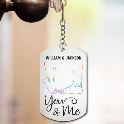 Star Map Our Stars Aligned Pride Couple - Personalized Aluminum Keychain