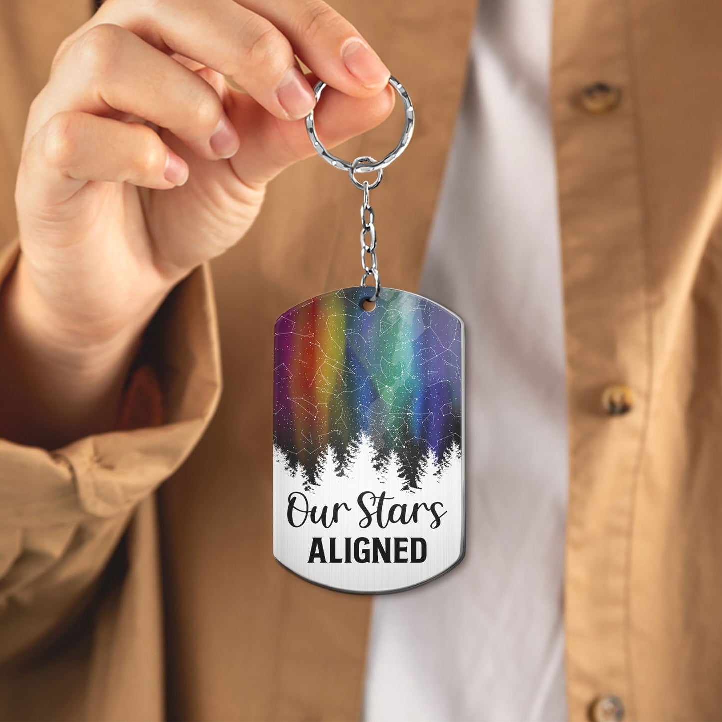 Star Map Our Stars Aligned Pride Couple - Personalized Aluminum Keychain