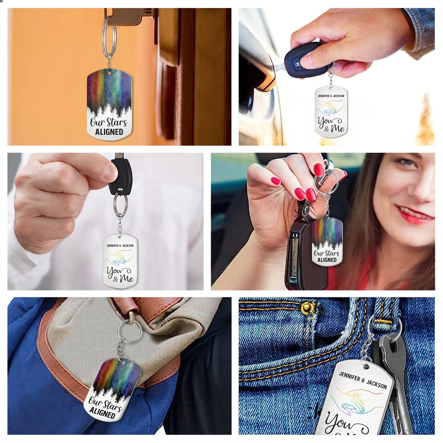 Star Map Our Stars Aligned Pride Couple - Personalized Aluminum Keychain