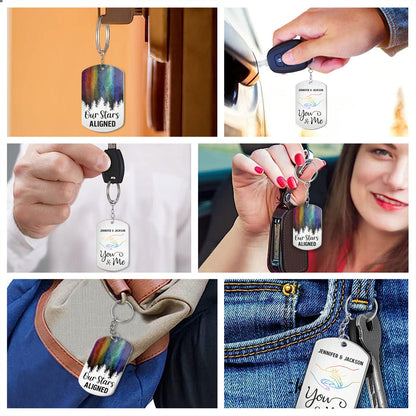 Star Map Our Stars Aligned Pride Couple - Personalized Aluminum Keychain