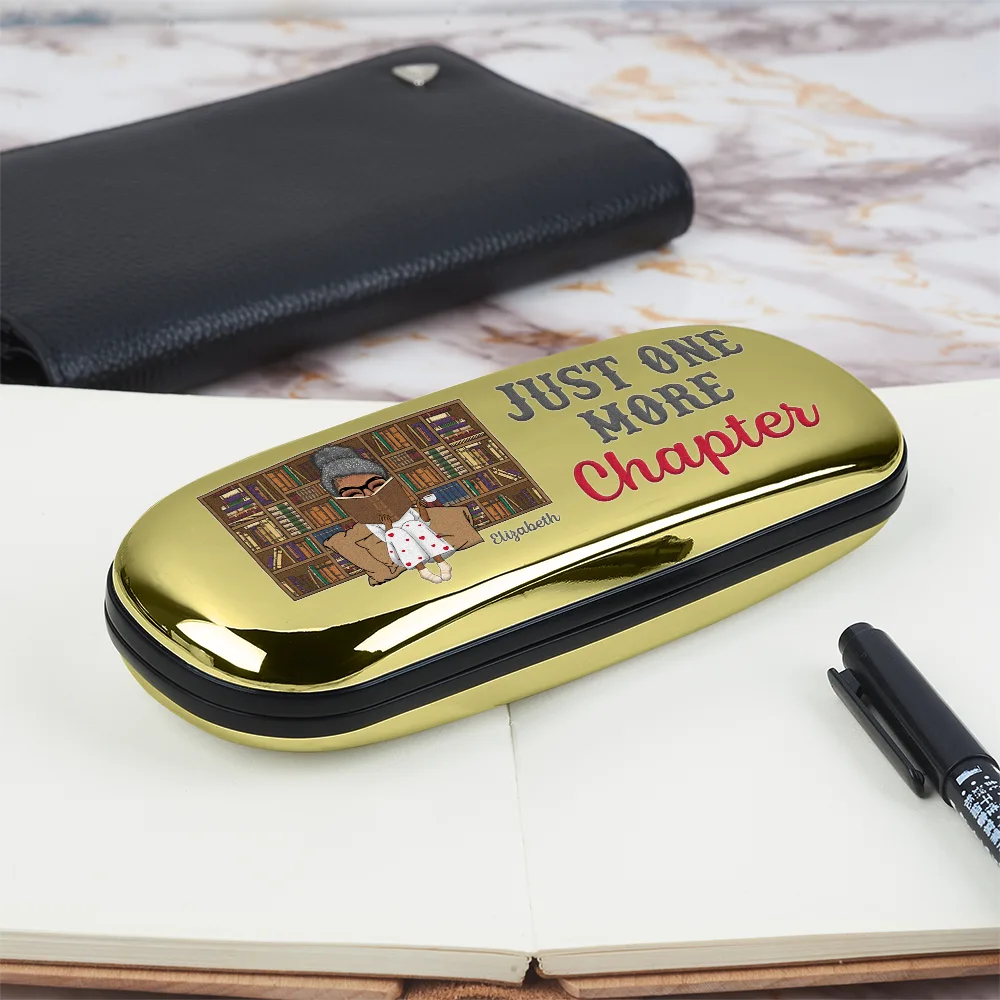 Just One More Chapter Book Lovers - Personalized Chrome Glasses Case Box