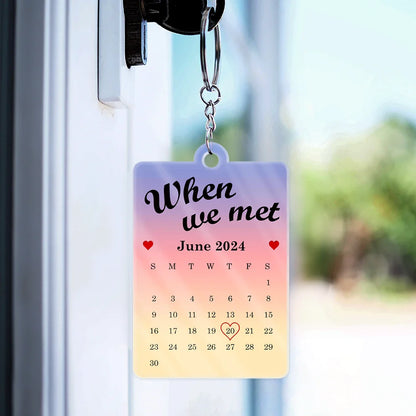 Calendar Kissing The Day Our Journey Began - Personalized Acrylic Keychain