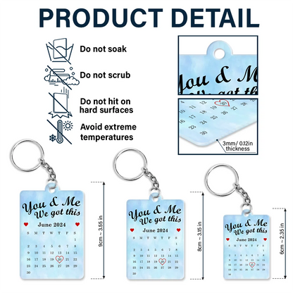 Calendar Kissing The Day Our Journey Began - Personalized Acrylic Keychain