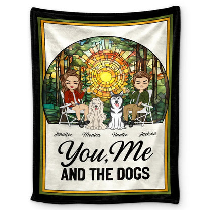 Camping You, Me And The Dogs - Personalized Fleece Blanket, Sherpa Blanket