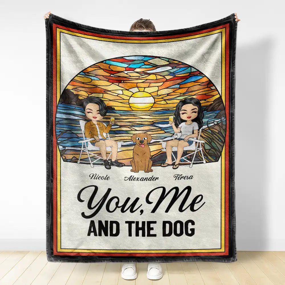 Camping You, Me And The Dogs - Personalized Fleece Blanket, Sherpa Blanket