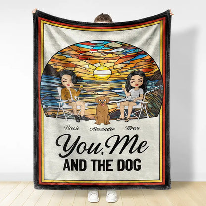 Camping You, Me And The Dogs - Personalized Fleece Blanket, Sherpa Blanket