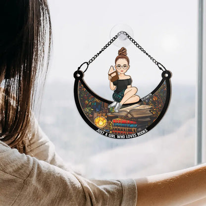 Just A Girl Who Loves Books - Personalized Window Hanging Suncatcher Ornament