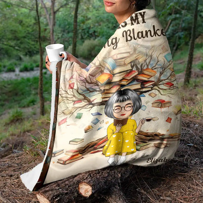 Book Tree This Is My Reading Blanket - Personalized Fleece Blanket, Sherpa Blanket