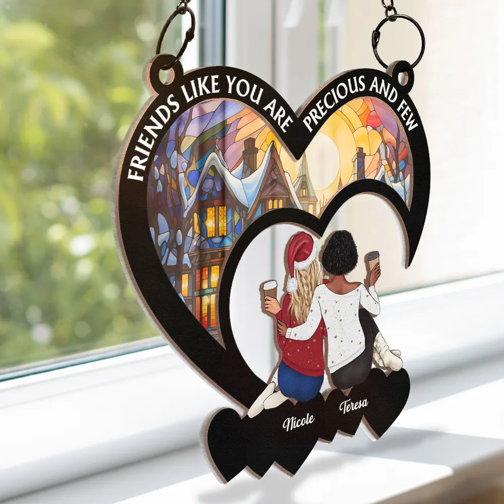 Christmas Bestie Friends Like You - Personalized Window Hanging Suncatcher Ornament