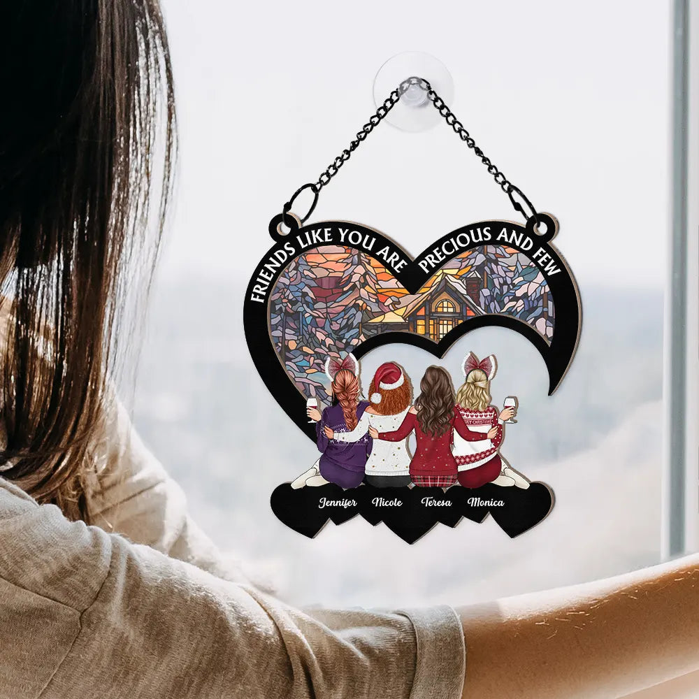 Christmas Bestie Friends Like You - Personalized Window Hanging Suncatcher Ornament