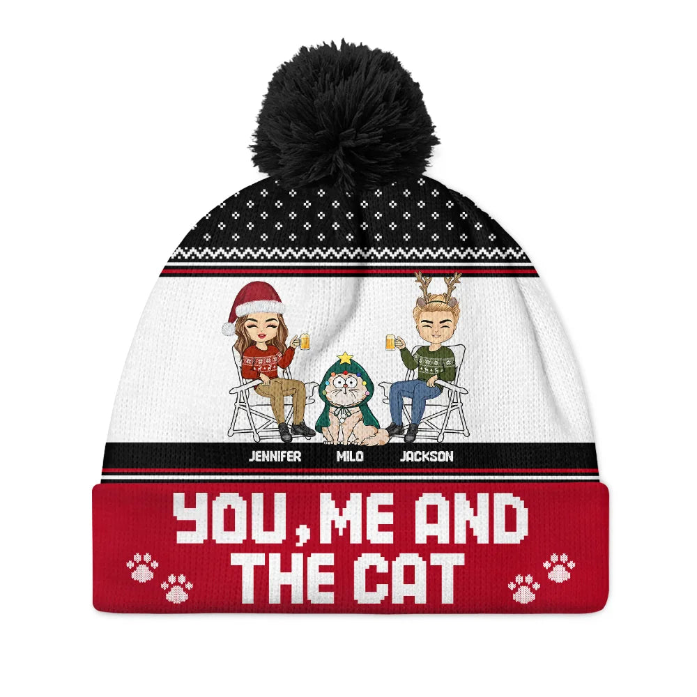 You, Me And The Cat - Personalized Bobble Beanie Hat