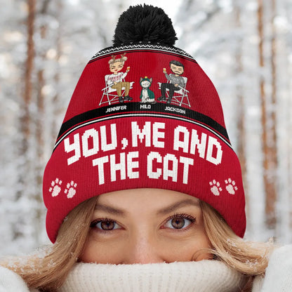 You, Me And The Cat - Personalized Bobble Beanie Hat