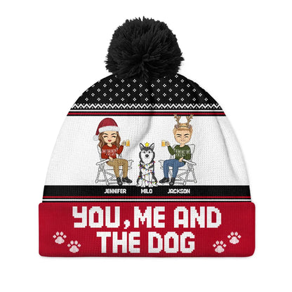 You, Me And The Dog - Personalized Bobble Beanie Hat